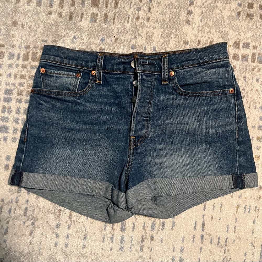 Levi's Dark Wash Denim Jean Shorts - Blue